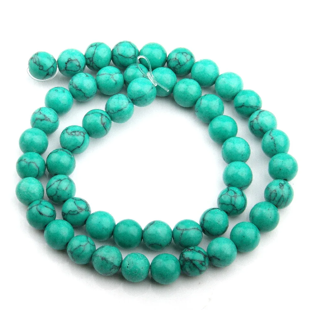 

Chinese Lt Green Turquoises Round Loose Beads 15" Strand 6 8 10 12MM Pick Size