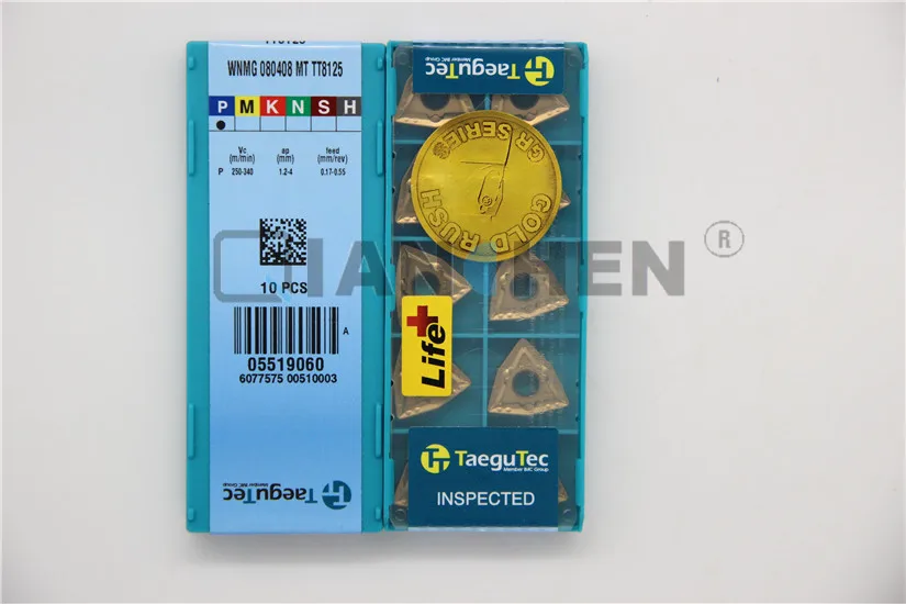 TaeguTec 10 шт./лот токарные инструменты WNMG080408 MT TT8125 карбидная вставка торцевая фреза