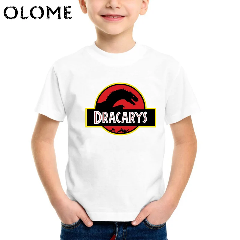 Футболка для маленьких мальчиков с принтом из мультфильма Dracarys Park летняя детская