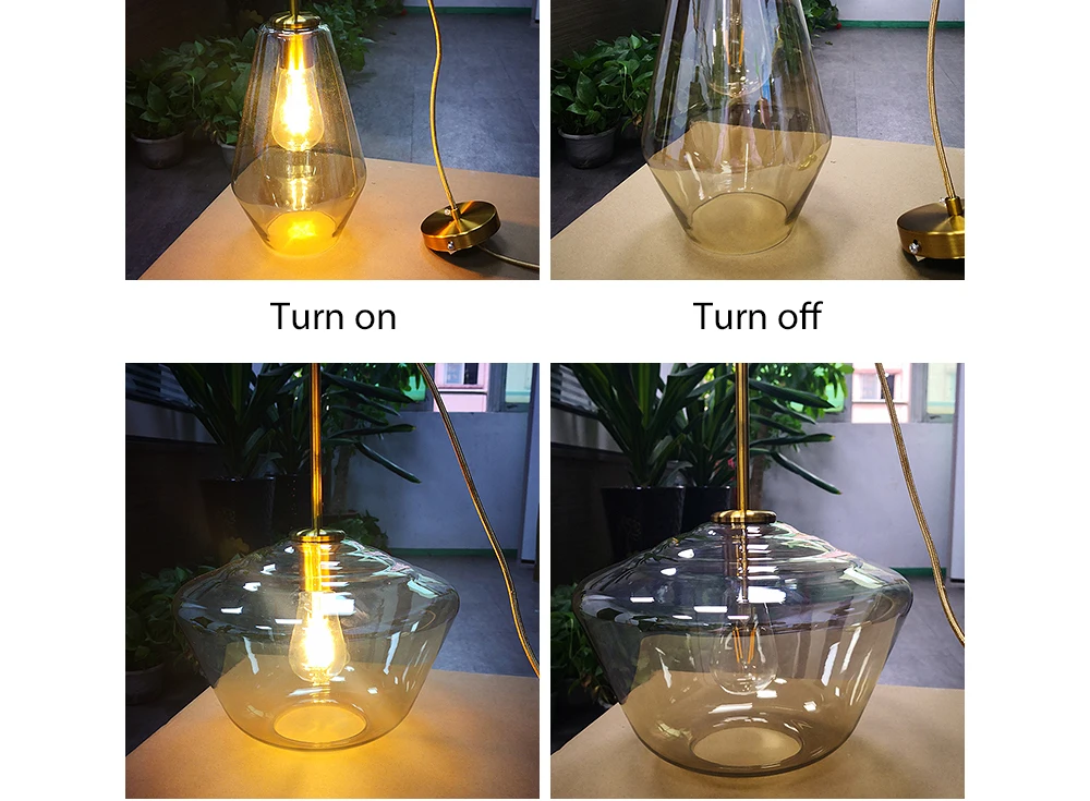 Glass Pendant Light Nordic Pendant Lamp Edison Pendant Light Brass Creative Minimalist E27 Lighting Lampshade For Restaurant