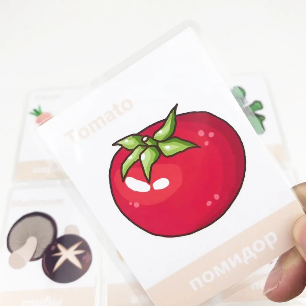 66 шт./компл. Детские Обучающие русские/английские карточки Phonics Animals/фрукты/овощи