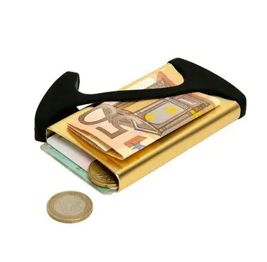 gold black Алюминиевый сплав RFID бизнес футляры для идентификационных карт сумка-Органайзер мини металлический кошелек женщины мужчины обнимают карты и ключ кошельки - Цвет: gold black