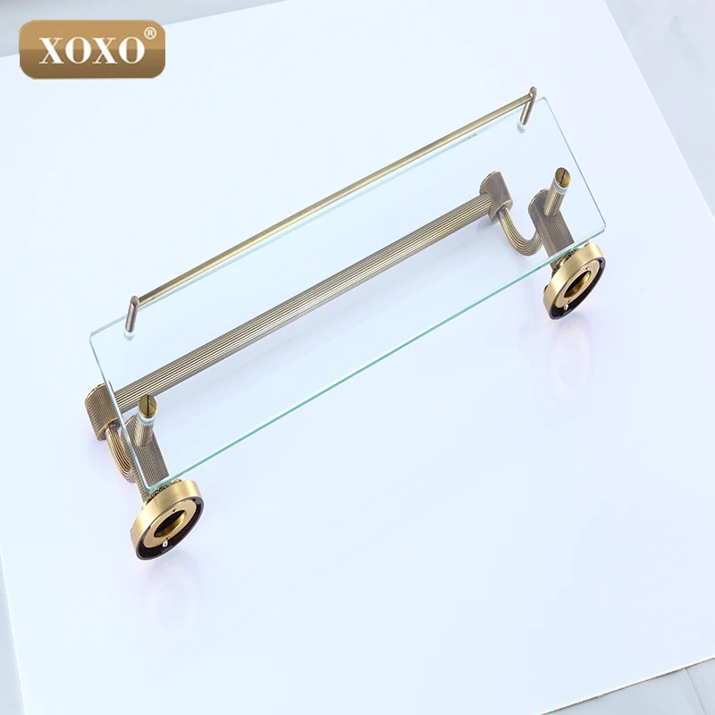 XOXO Роскошная вырезная Античная одноуровневая стеклянная полка для ванной