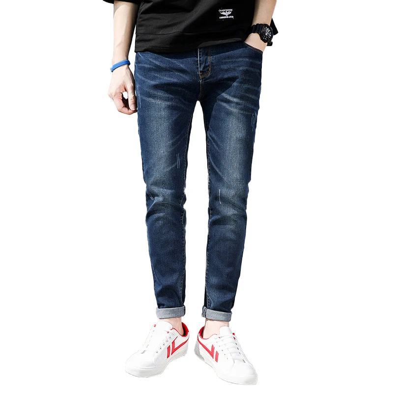 Джинсы Для мужчин тонкий моды слеза отверстие хип-хоп джинсовые брюки уличной