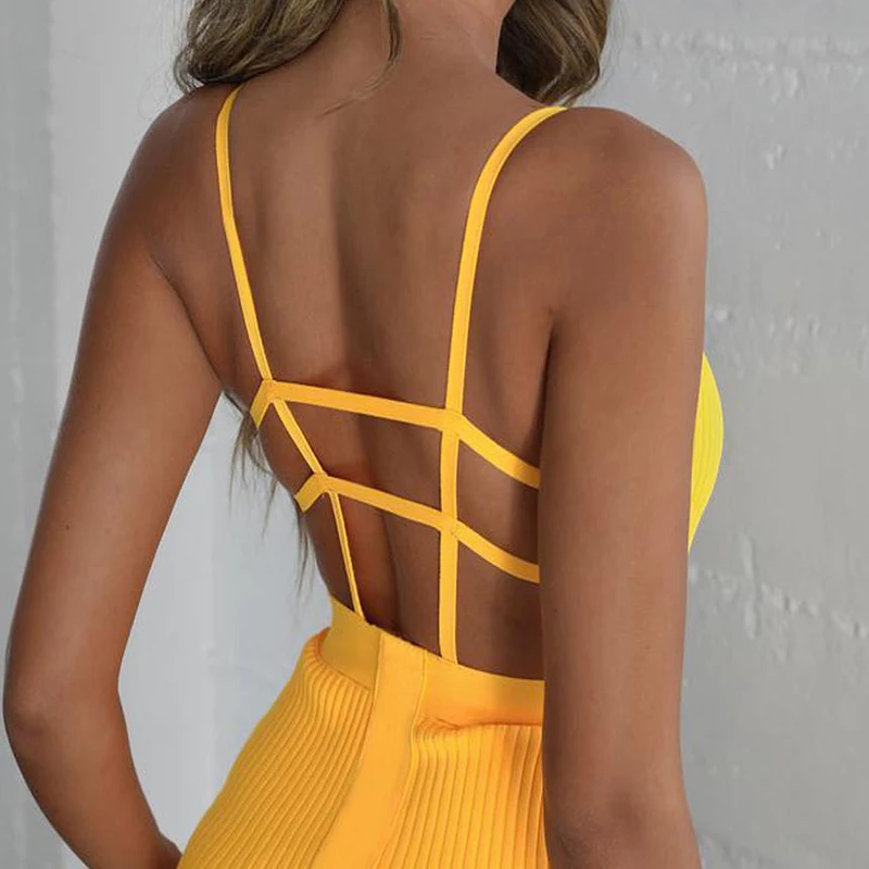 Сексуальное модное платье на бретелях с открытой спиной повседневное облегающее