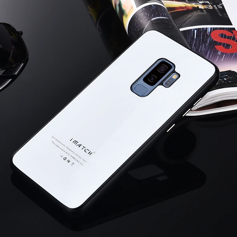 Оригинальный чехол IMATCH для Samsung Galaxy S9 Plus металлическая рамка 9H закаленное стекло