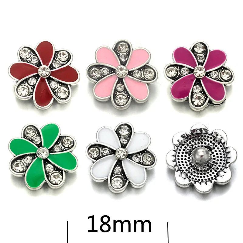 Wholesale w440 Flower 3D 18mm 20mm metal snap button for Bracelet Necklace Interchangeable Jewelry Women accessorie findings | Украшения и