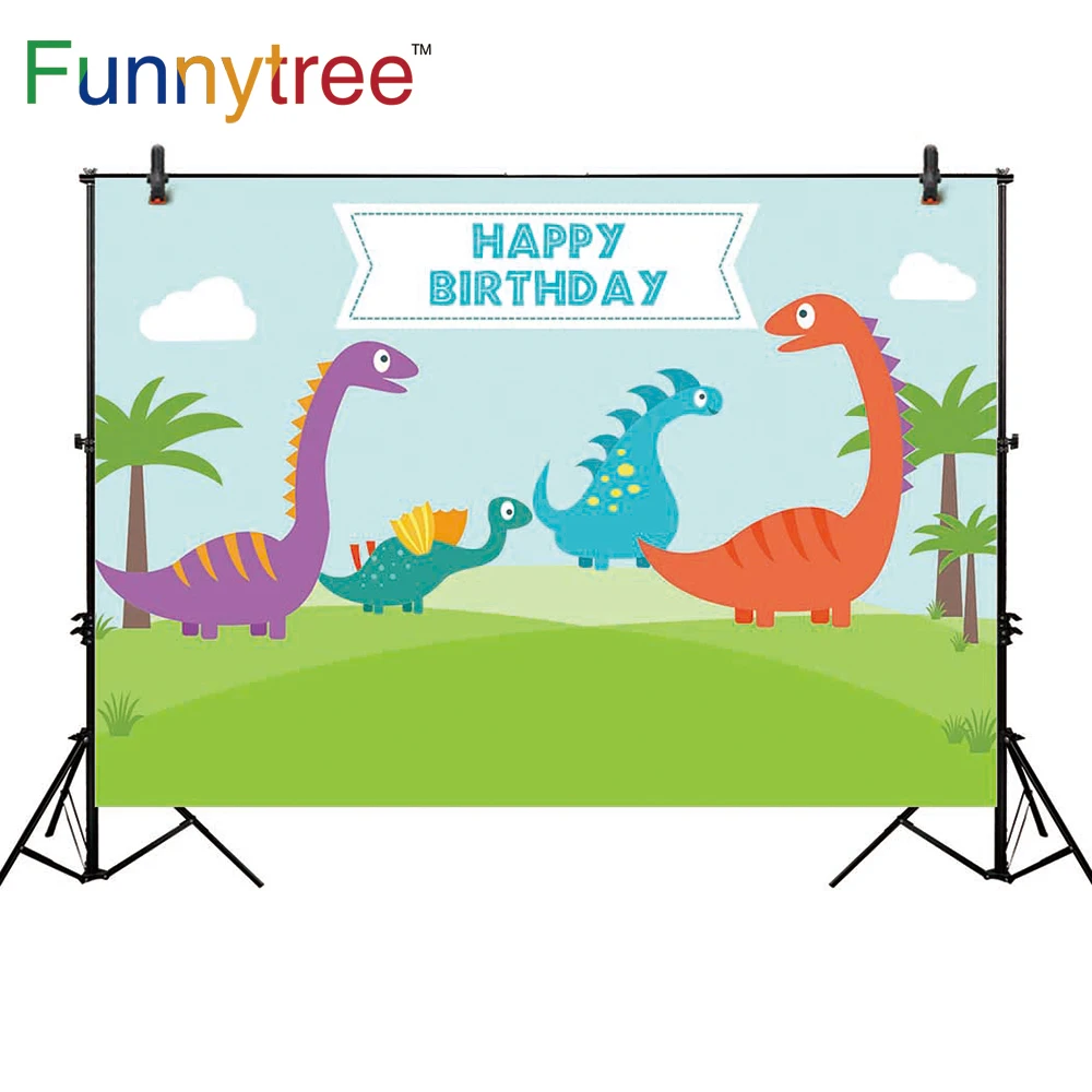 Фон для фотосъемки Funnytree с изображением милых динозавров мультфильмов диких