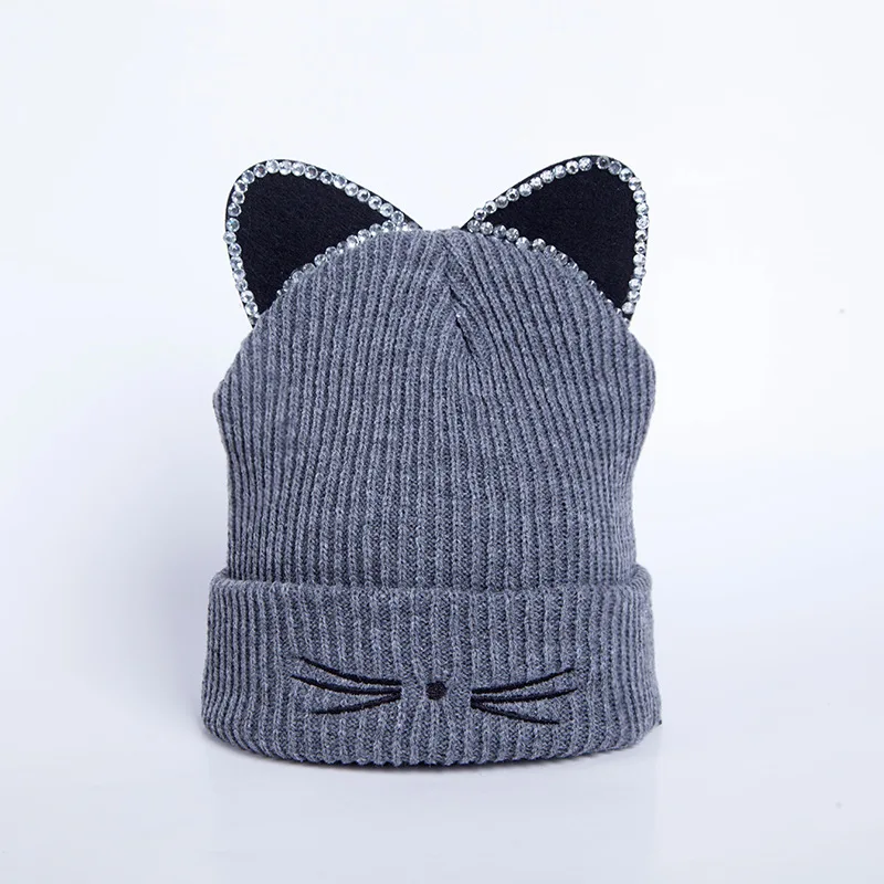 Новая вышитая шапка с надписью Meow зимняя хлопковая для мужчин и женщин теплая