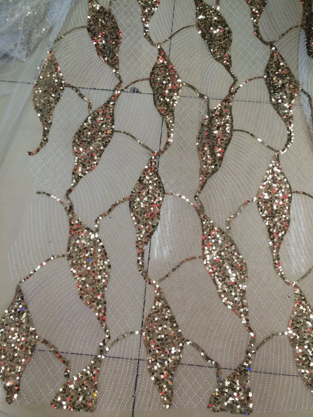 luxury beaded embroidery tulle fabric african net lace SYJ-12953 with sequins | Дом и сад
