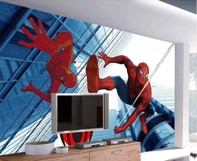 На заказ papel DE parede infantil Человек-паук 3 d Фреска для спальни детской комнаты фон