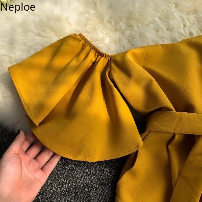 Neploe Весна 2019 Для женщин Комбинезоны Свободные Slash шеи костюм с