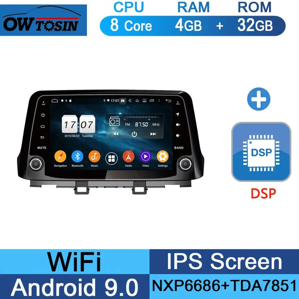 32G DSP " ips 8 Core 4 Гб+ 64 ГБ Android 9,0 Автомобильный мультимедийный плеер для hyundai Encino Kona gps компактное минирадио CarPlay Parrot BT - Цвет: 32G DSP