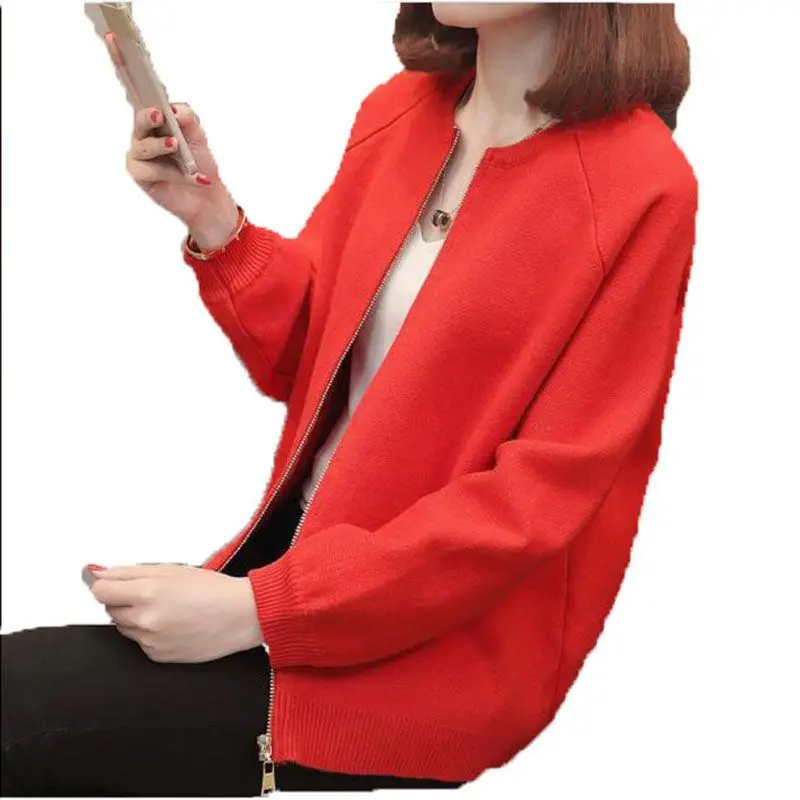 2018 new Womens Cardigan Knitted Long Sleeve Female fashion Sweater Outerwear Loose Zipper AC828 |