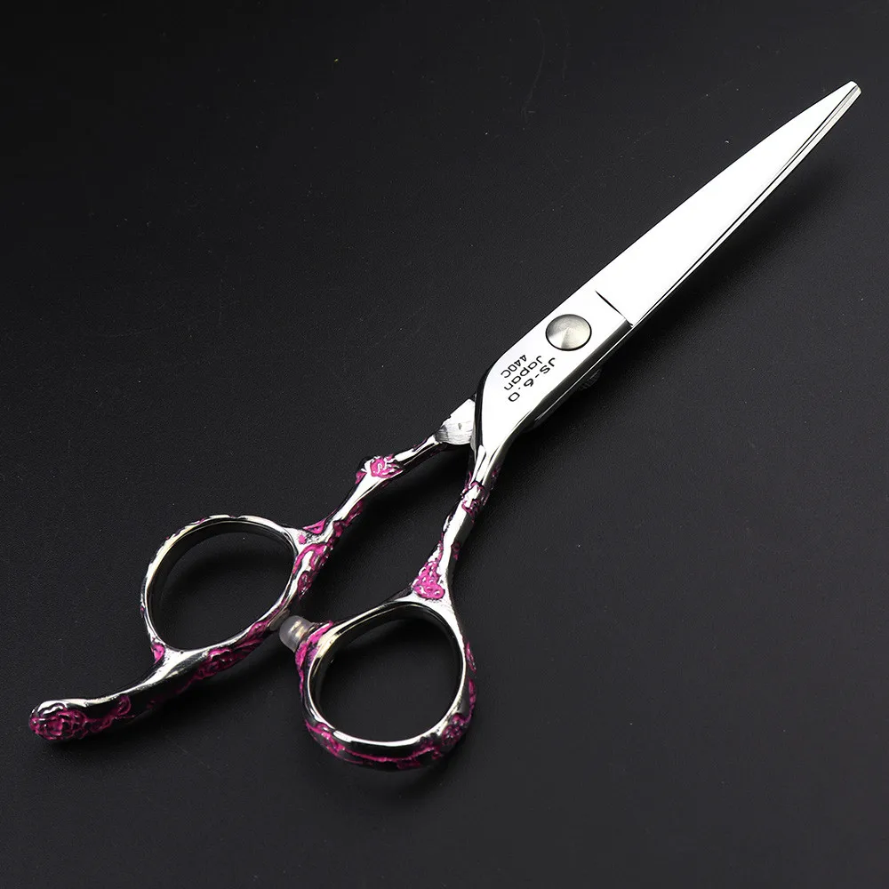6 inch pink rose carving Japan 440C hairdressing scissors professional hairdresser cutting thinning | Красота и здоровье