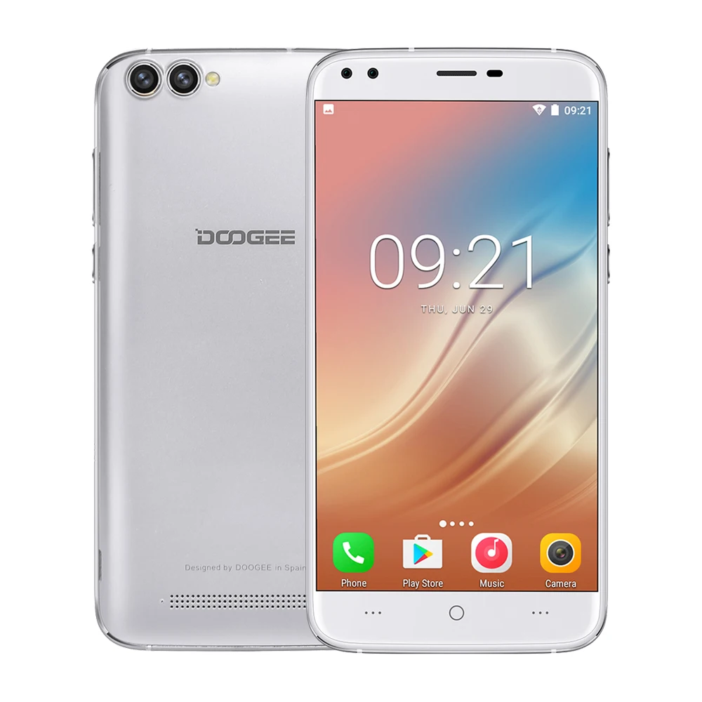 DOOGEE X30 Quad Камера 2x8 0 Мп + 2x5 Android 7 мобильный телефон 3360 мАч 5 ''HD MTK6580A 4 ядра 2 Гб