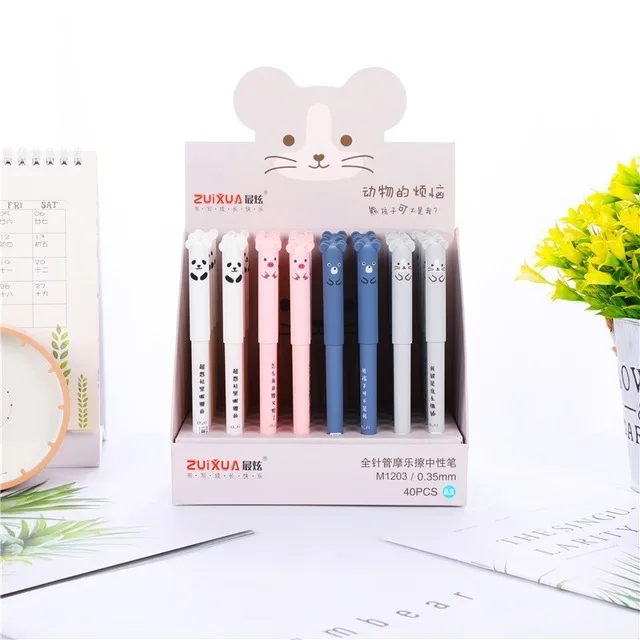 1PCS random Hethrone 4 шт. качественные милые животные Кошка/Ручка гелевая с медведем скраб студенческие ручки для школы письма Kawaii ручка поставки гелевые ручки jel kalem - Цвет: 1PCS random