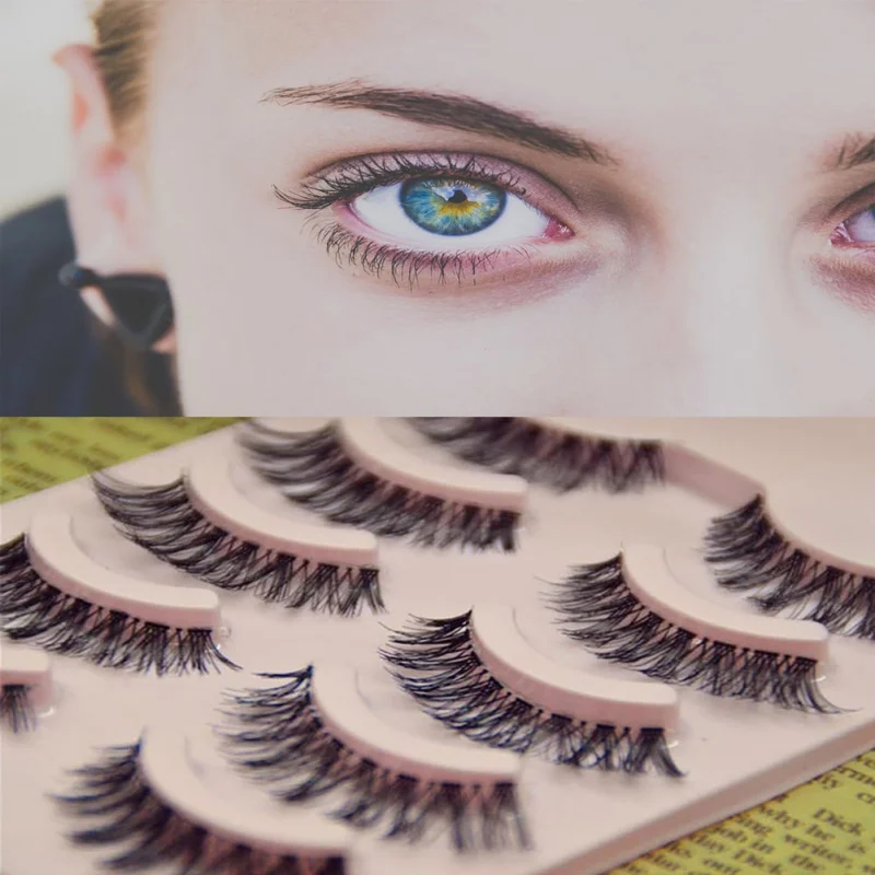 Макияж для глаз Накладные ресницы 5 пар в партии черные натуральные крестовые