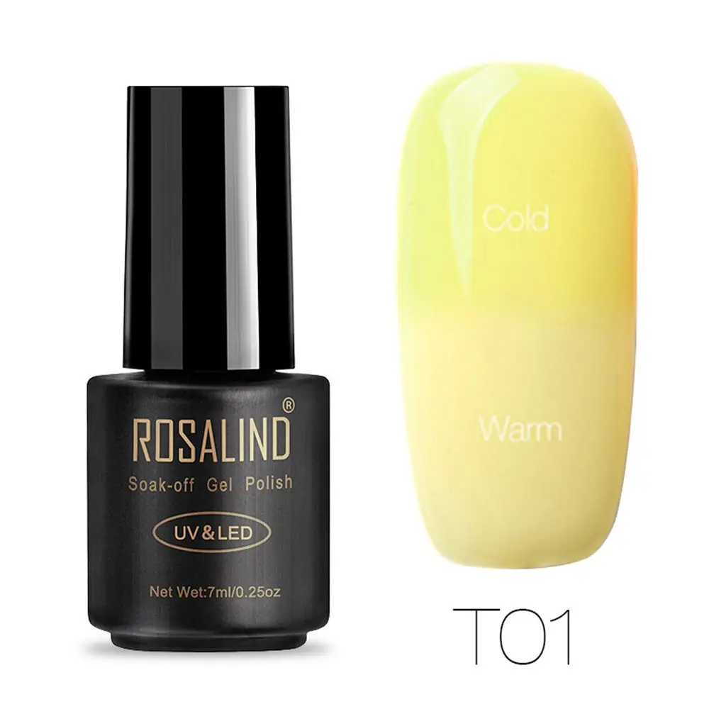 01 ROSALIND, 7 мл, Гель-лак для ногтей, меняющий температуру, гель для ногтей, дизайн ногтей, УФ светодиодный лак для ногтей, качественный Гель-лак для макияжа - Цвет: 01