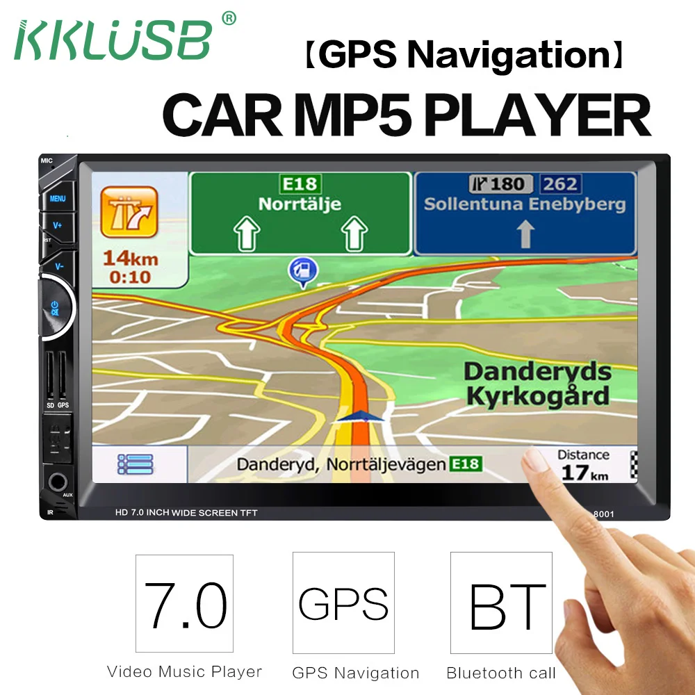 8001 Авторадио аудио 2 Din автомагнитолы gps навигации HD 7 дюймов Сенсорный экран