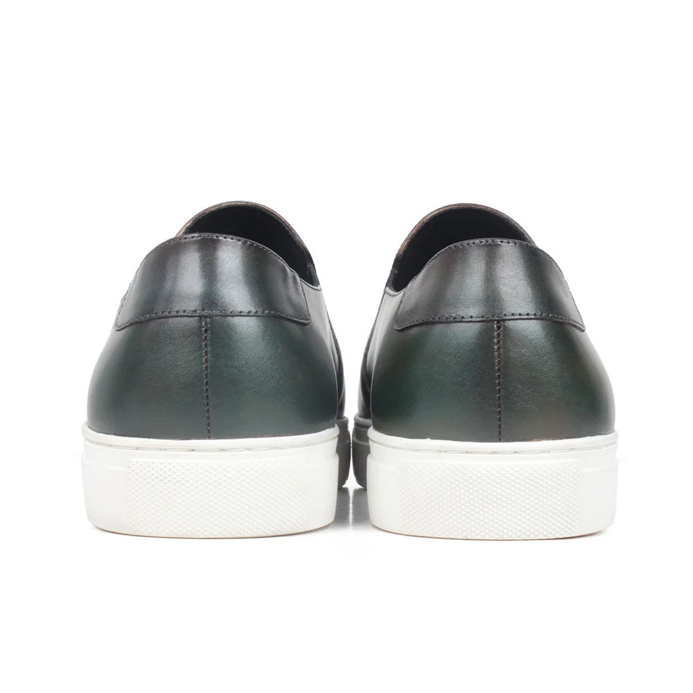 VIKEDUO New Flats Shoes For Men Casual Patina Leather Sneakers Luxury Engraving Mans Sports Footwear Bespoke Zapato Hombre | Обувь