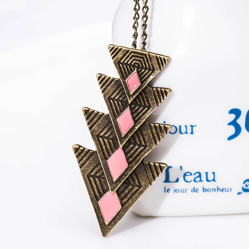 Треугольник золотого цвета кулон цепи ожерелья для женщин и мужчин длинный