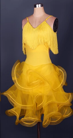 Латинской кисточкой Юбка для танцев новые Дизайн леди этап Samba Румба конкуренции