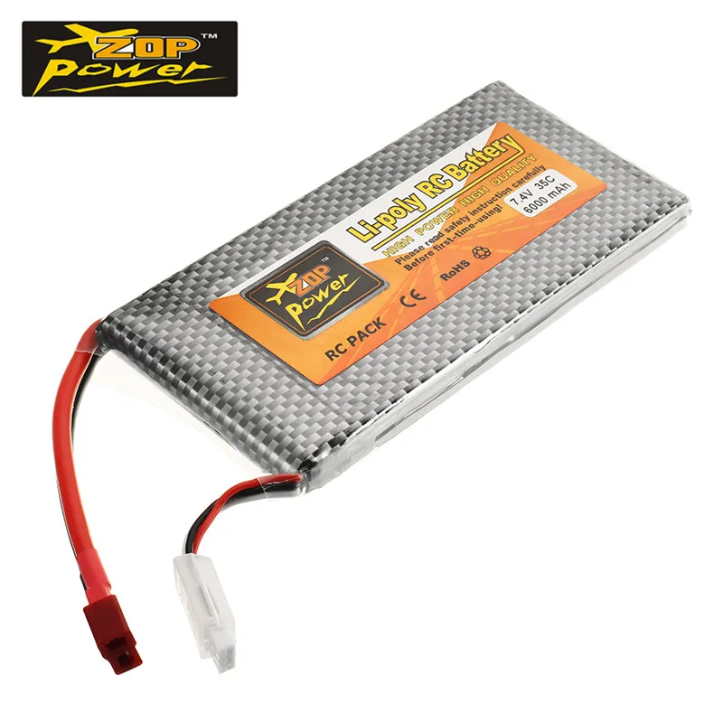 Высокое качество Перезаряжаемый ZOP Power 7 4 V 6000 мА/ч 35C 2 S Lipo Батарея T штекер для RC