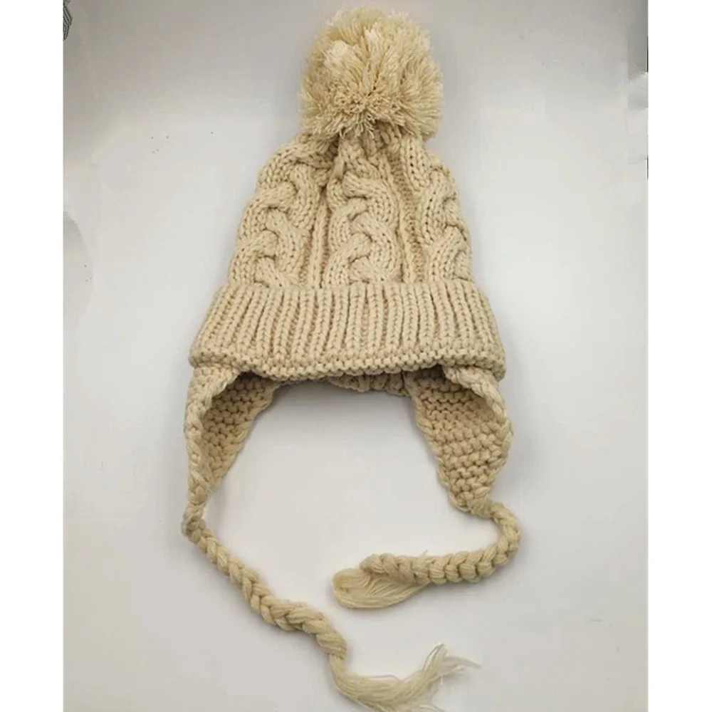 Cute Children Kids Girl &amp Boy Hat Knit Crochet Braided Winter Warm Beanie Cap Pom Ball Solid Caps | Аксессуары для одежды