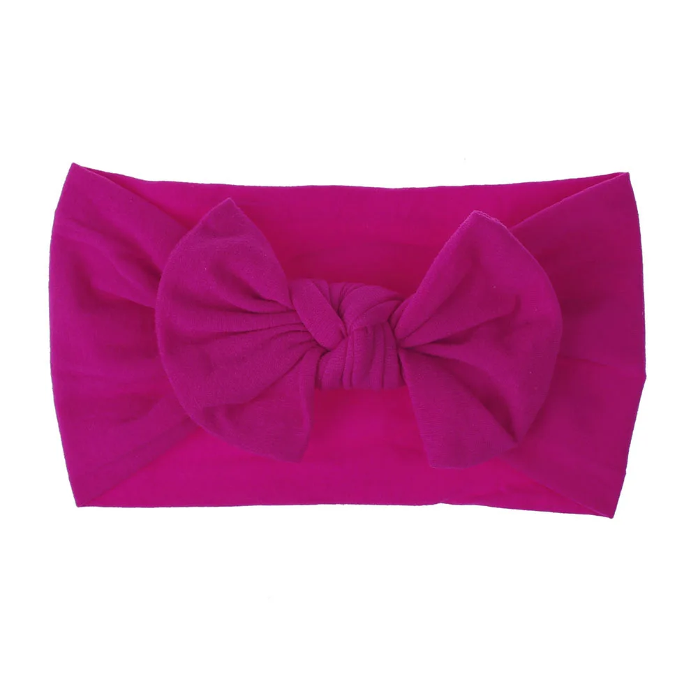Hot Pink 21 цвет, детский бант из нейлона, повязка на голову для девочек, весна, детская мягкая эластичная круглая повязка на голову, повязка на голову с бантом для новорожденных, аксессуары для волос - Цвет: Hot Pink
