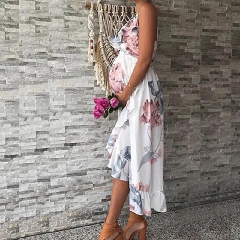 Новые летние Boho Стиль платье модные платья на Для женщин Цветочный принт