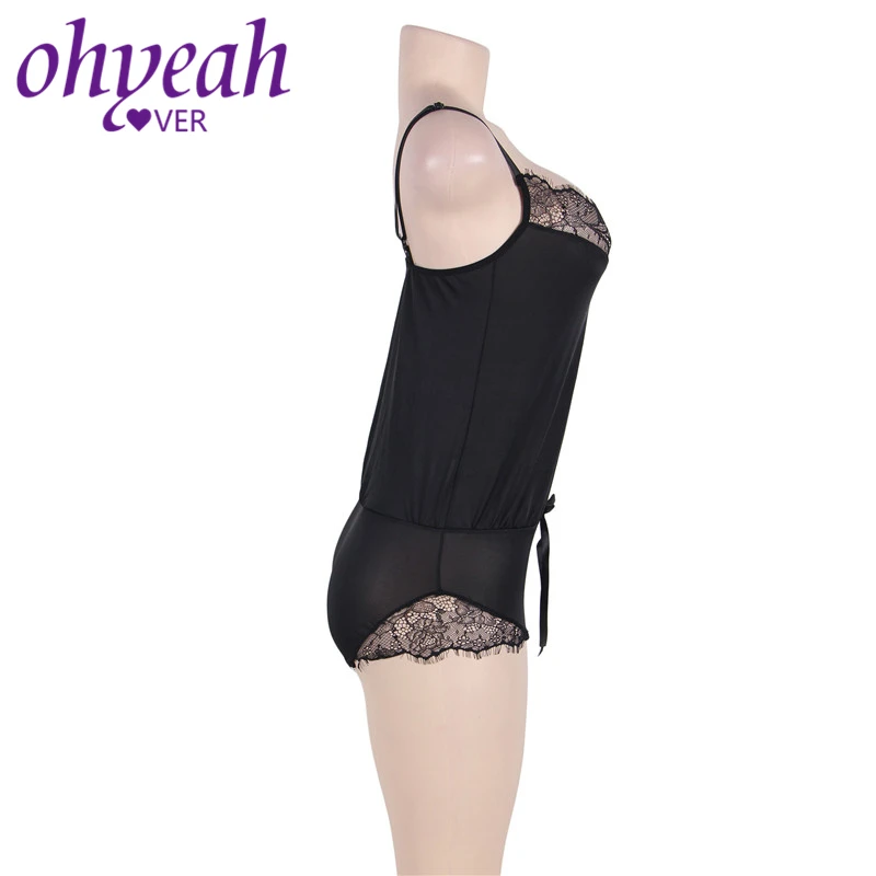 Ohyeahlover женское черное боди сексуальное Прозрачное Кружевное короткие