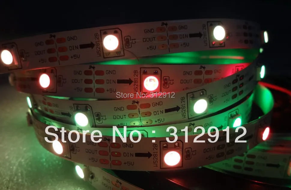 5m DC5V WS2812B led pixel srip не водонепроницаемый 30 шт WS2812B/M с пикселями 36 Вт Белая печатная