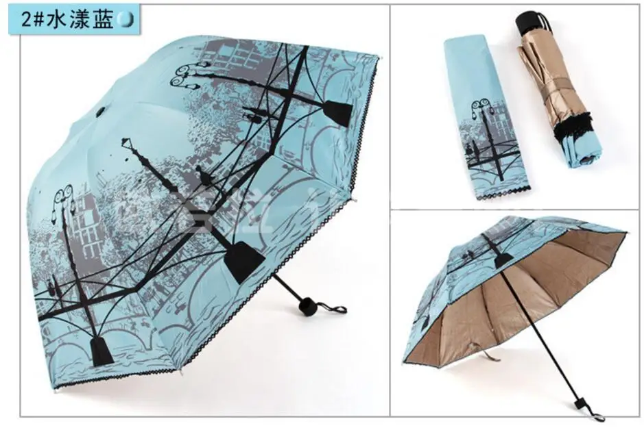 1 piece 3D anti UV Cool Bridge Rain Women Parasol men AS Gifts Windproof waterproof three Folding guarda chuva Umbrella
