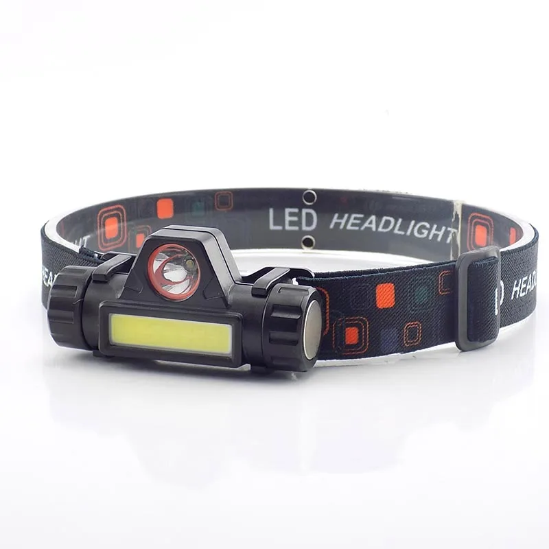USB порт перезаряжаемый налобный фонарь супер яркий 2 LED COB XPE hoofdlamp для кемпинга на