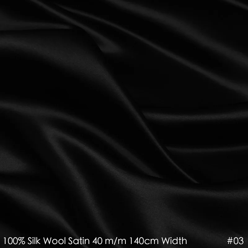 

Шелк, шерсть, сатин, ширина 140 см, 40 мм/28% шелк + 72% шерсть, атласная ткань, мужские костюмы, материал одежды 03 черный