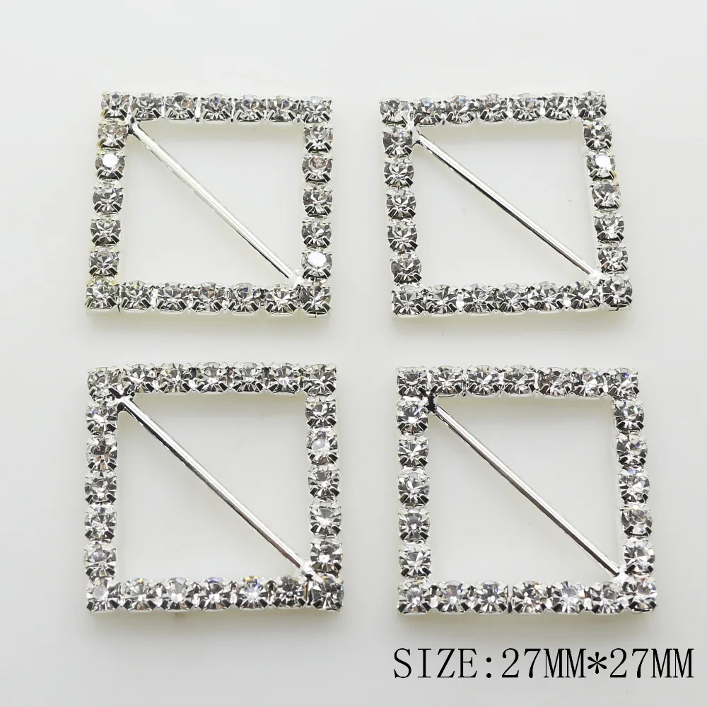 10 шт./лот 27 мм Квадратные Серебряные искусственные кристаллы металлические