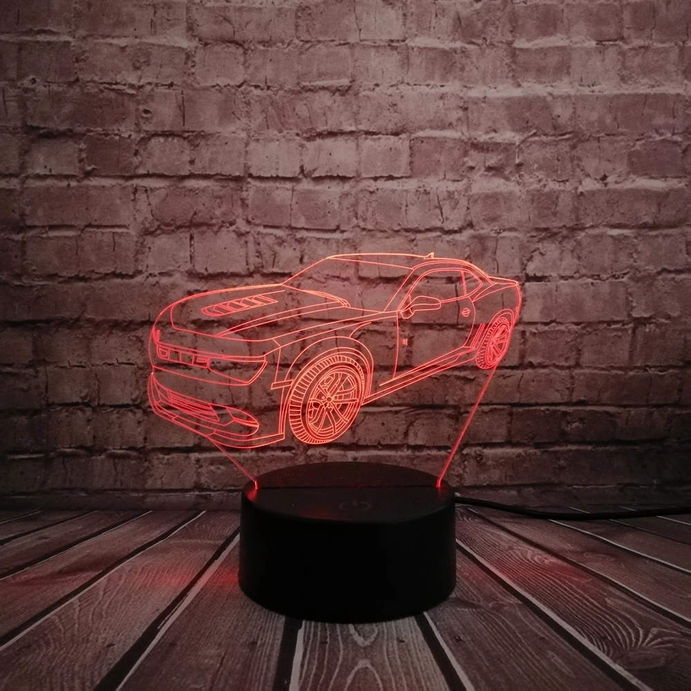 Мультфильм Шевроле Камаро Шмель 3D лампа Mulitcolor Ночник светильник USB LED ing Рождество