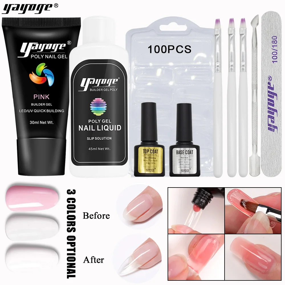 Yayoge Poly Gel Kits 30 мл маникюрный набор расширение строитель лак для ногтей Гель