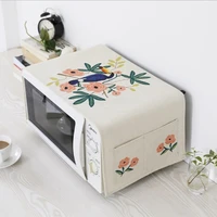 printed cotton linen fabric microwave oven dust cover storage bags european style anti oil microwave oven protective cover