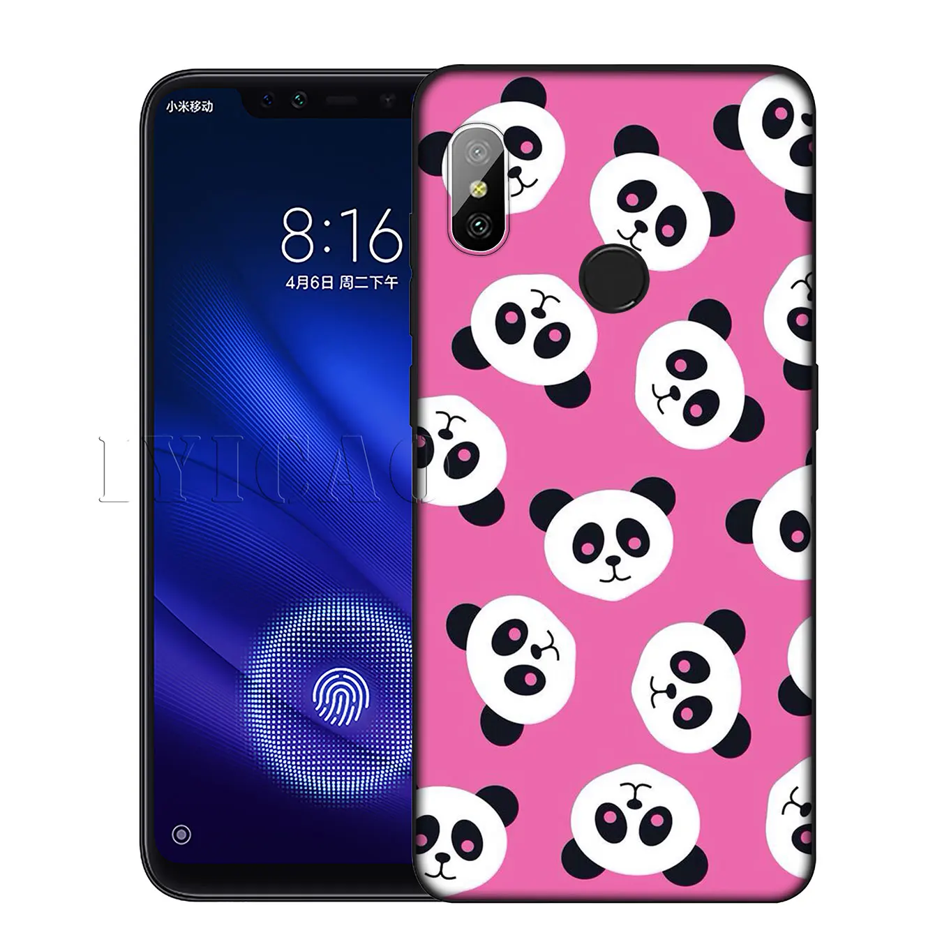 IYICAO милый силиконовый мягкий чехол с пандой для Xiaomi Redmi 6A 5A Note 8 7 4 4X 5 Plus 6 Pro черный
