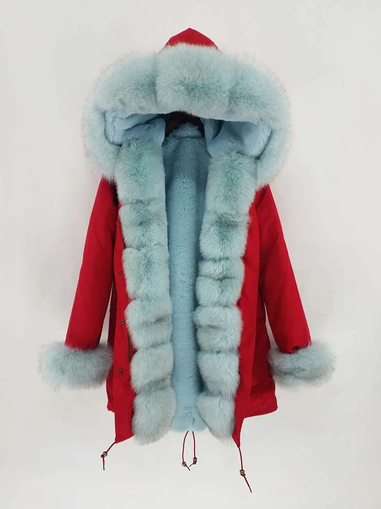 Winter Jacket Women Brand Real Fur Coat Long Parka Natural Fox Collar Hood Outerwear Luxury Thick Warm Streetwear New | Женская одежда