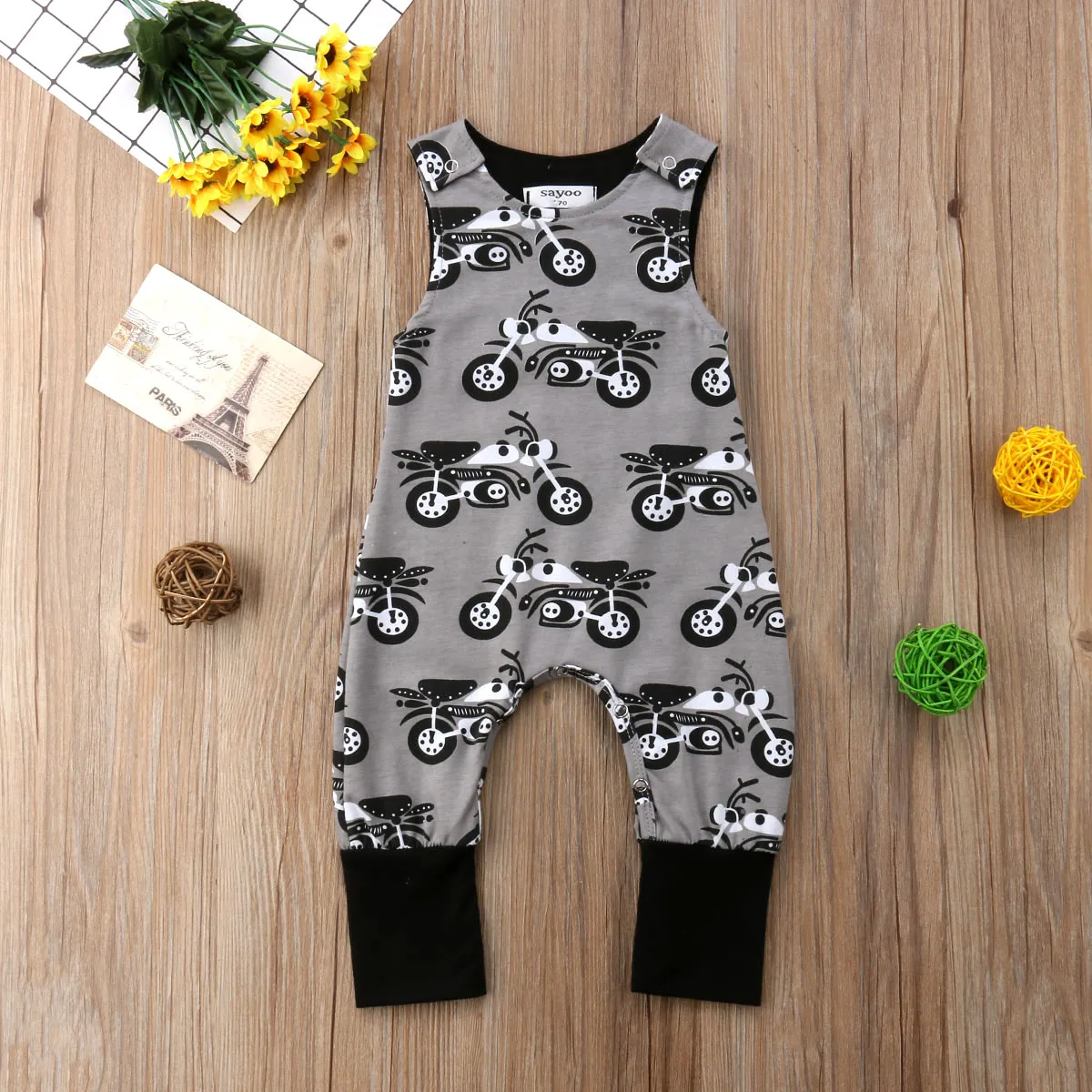 Emmababy Romper Top Baby Boy Kids Newborn Infant Sleeveless Jumpsuit Cartoon Cotton Clothes Outfits |