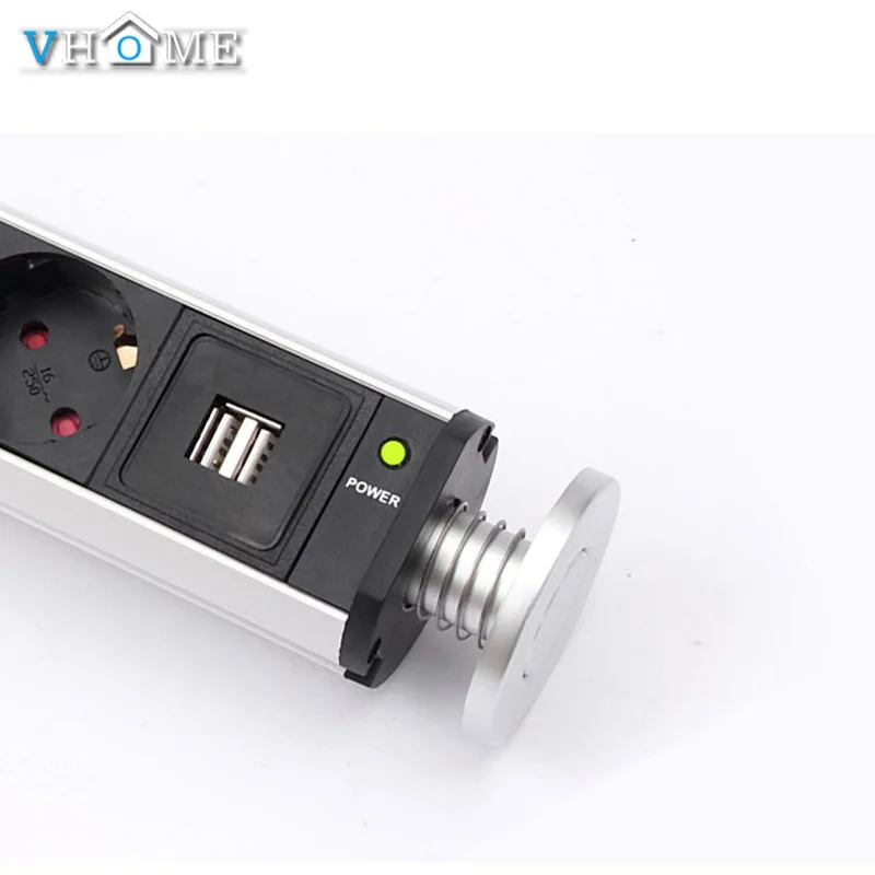 Потянув Pop up Настольный usb адаптер 3 Мощность Разъем 2 Зарядка через порты и