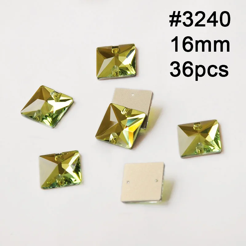 Square 16mm 26pcs Мульти размер светлый топаз пришить стразы шитые стразы кристаллы для шитья для свадебного платья одежда - Цвет: Square 16mm 26pcs