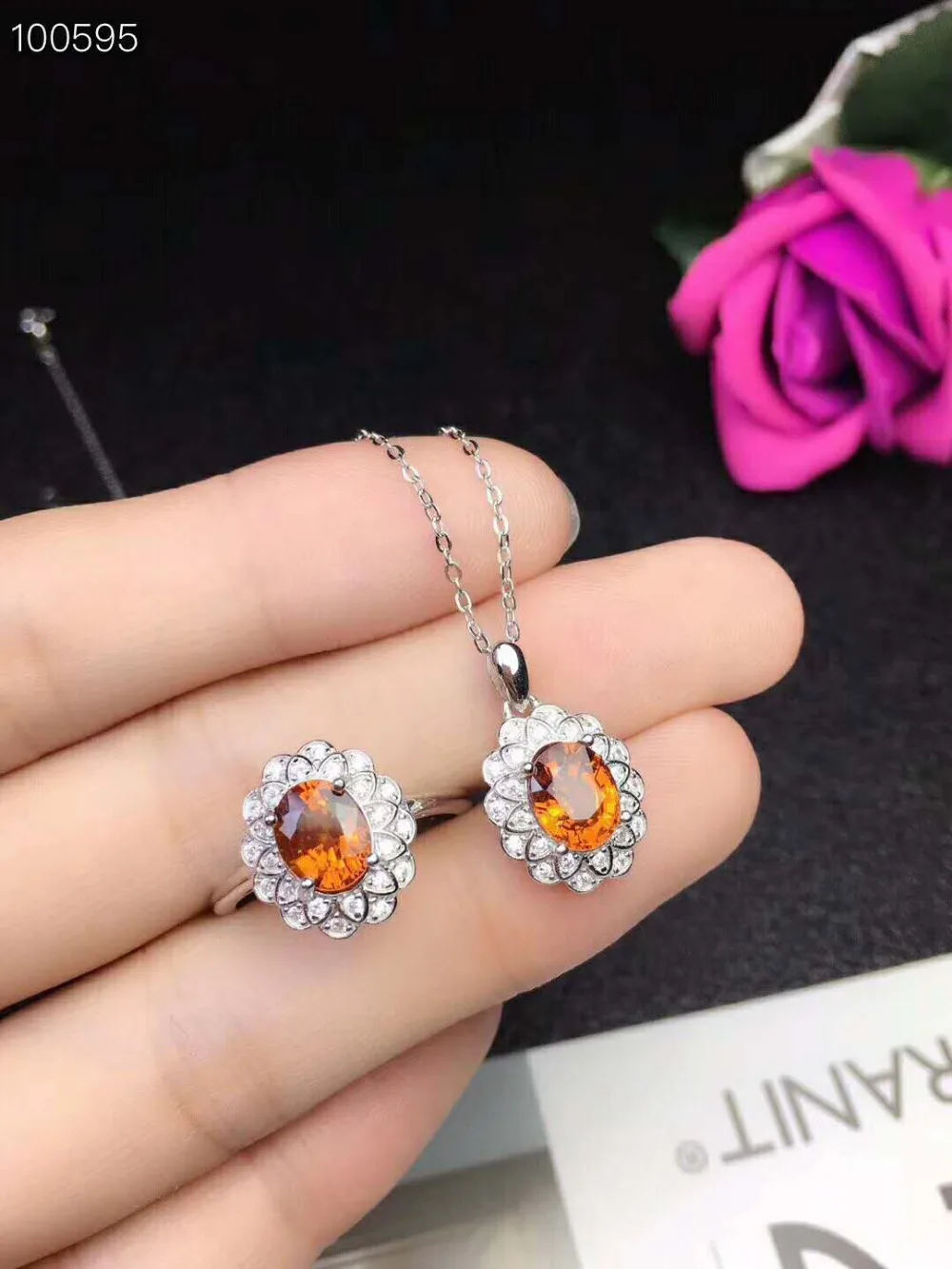 Женский ювелирный комплект из кольца и серебра 925 пробы 6 х8 мм|Ювелирные наборы| |