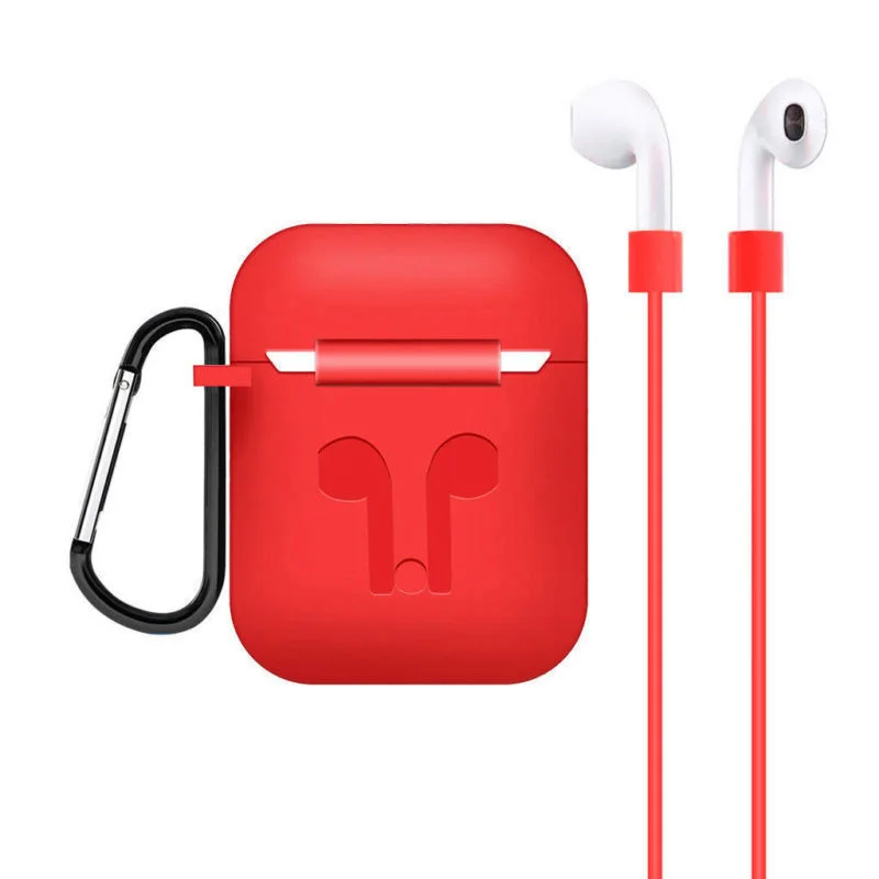 Силиконовый защитный чехол + Противопылевой с карабином для Apple аксессуары Airpods