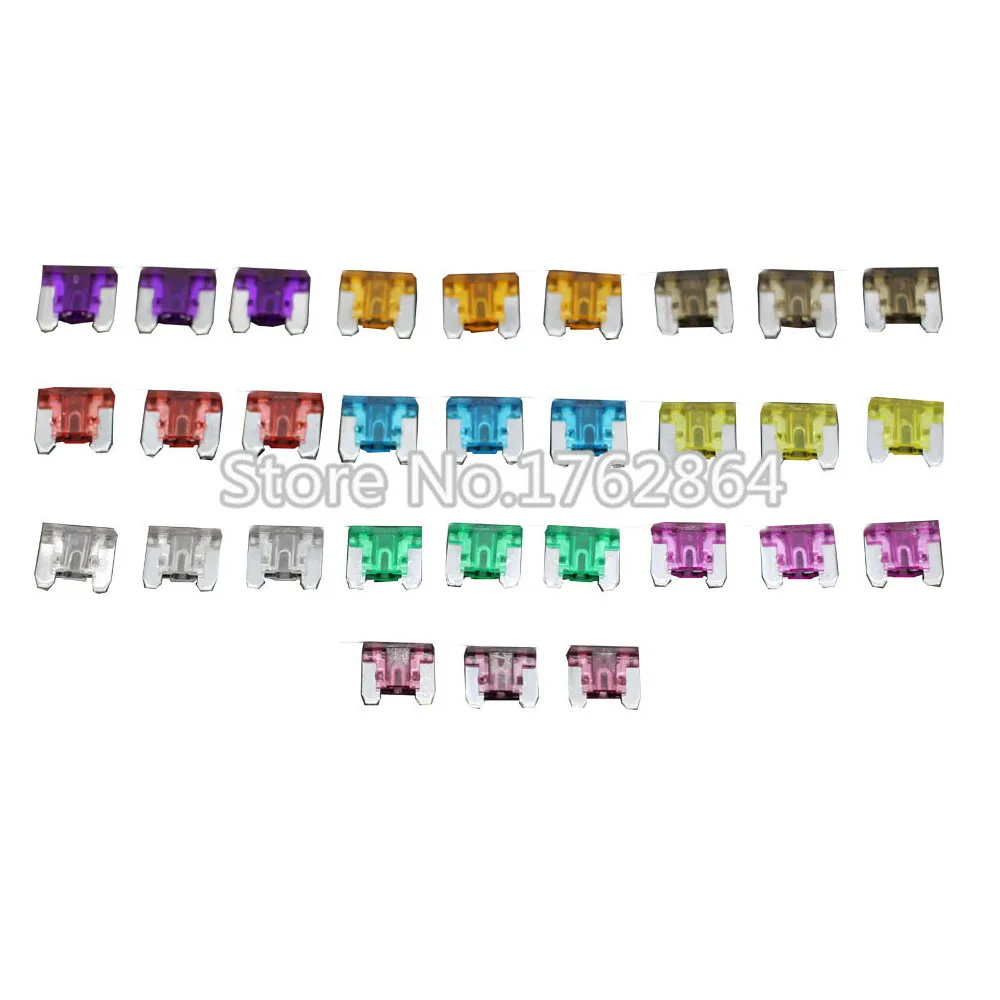 

30PCS 3~40A Mini Size Auto fuse, 3pcs for each specification, The fuse Insurance insert Lights Fuse with box and clip