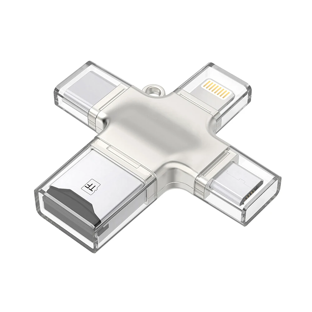 Wihoo 4 в 1 SD кард-ридер Тип usb-c/Micro usb OTG TF/SD кард-ридер для Android и ПК, Iphone устройство чтения карт памяти