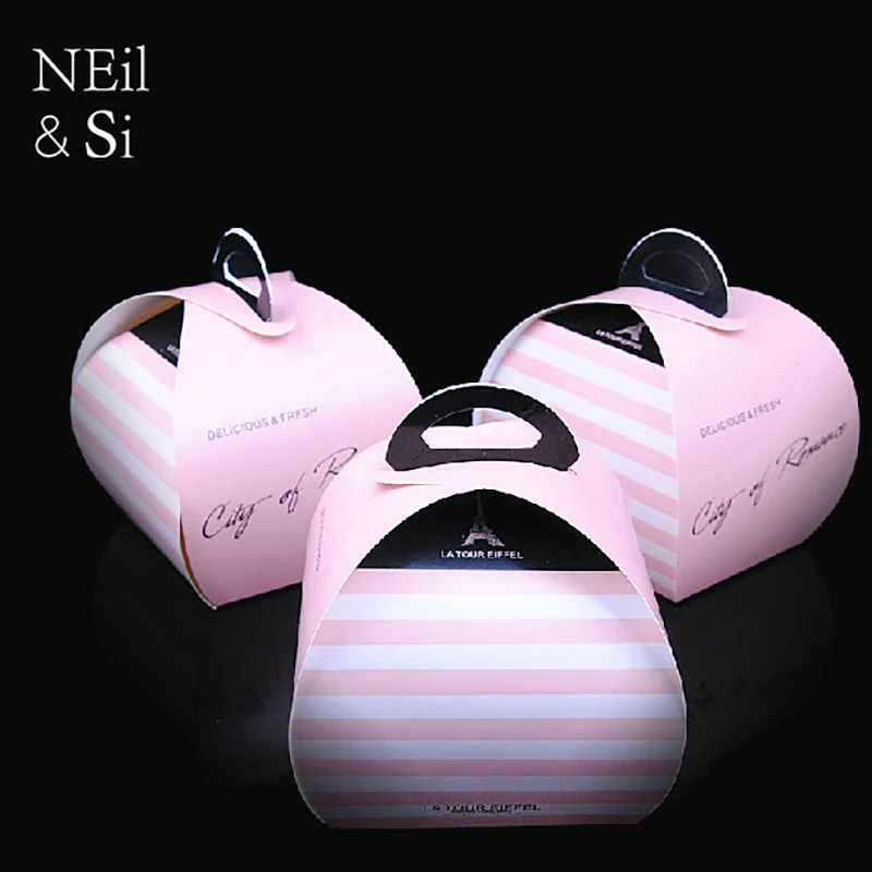 Ручка коробка для пирога пекарня мусс печенье Macaron выпечка бисквитов упаковочные